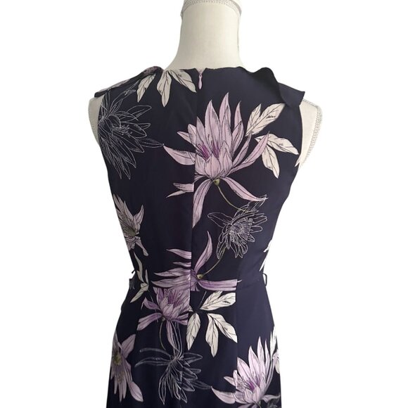 VINCE CAMUTO Purple Floral Midi Dress Size 4 - Picture 3 of 8